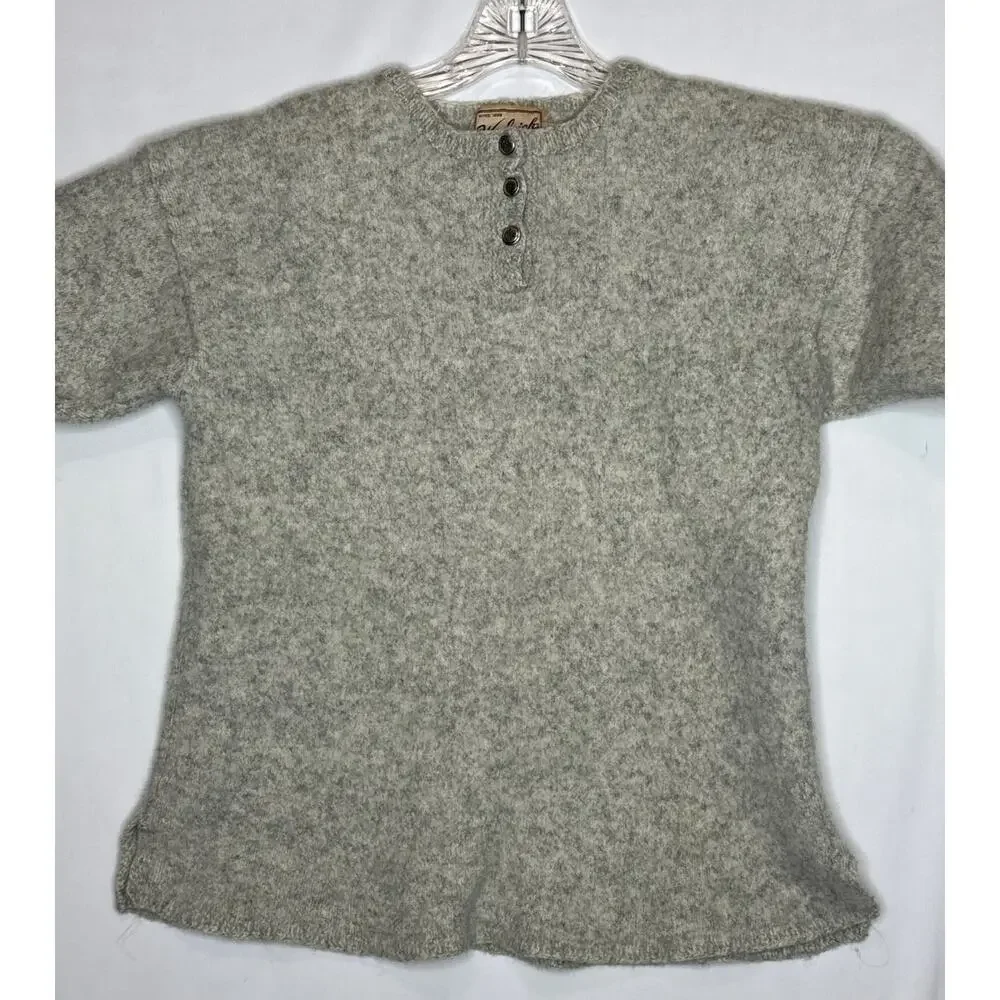 1980s Woolrich Rugged Outdoorwear Gray Heather Wool Henley Sweater  size medium